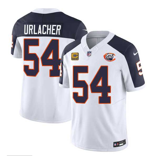 Men & Women & Youth Chicago Bears #54 Brian Urlacher White Navy 2023 F.U.S.E. With 4-star C PatchThrowback Limited Jersey,We sell and wholesale Men & Women & Youth Chicago Bears #54 Brian Urlacher White Navy 2023 F.U.S.E. With 4-star C PatchThrowback Limited Jersey on line form chian!